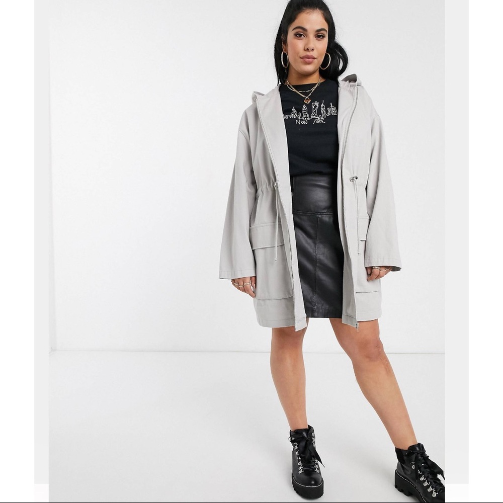 NWT ASOS Lightweight Parka in Washed Gray - Picture 4 of 4